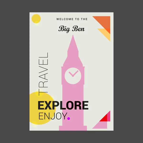 Welkom Bij Big Ben Londen Groot Brittannië Explore Reizen Genieten — Stockvector