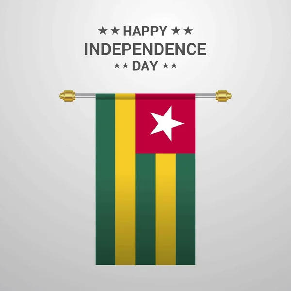 Togo Independence Day Hanging Flag Background — Stock Vector