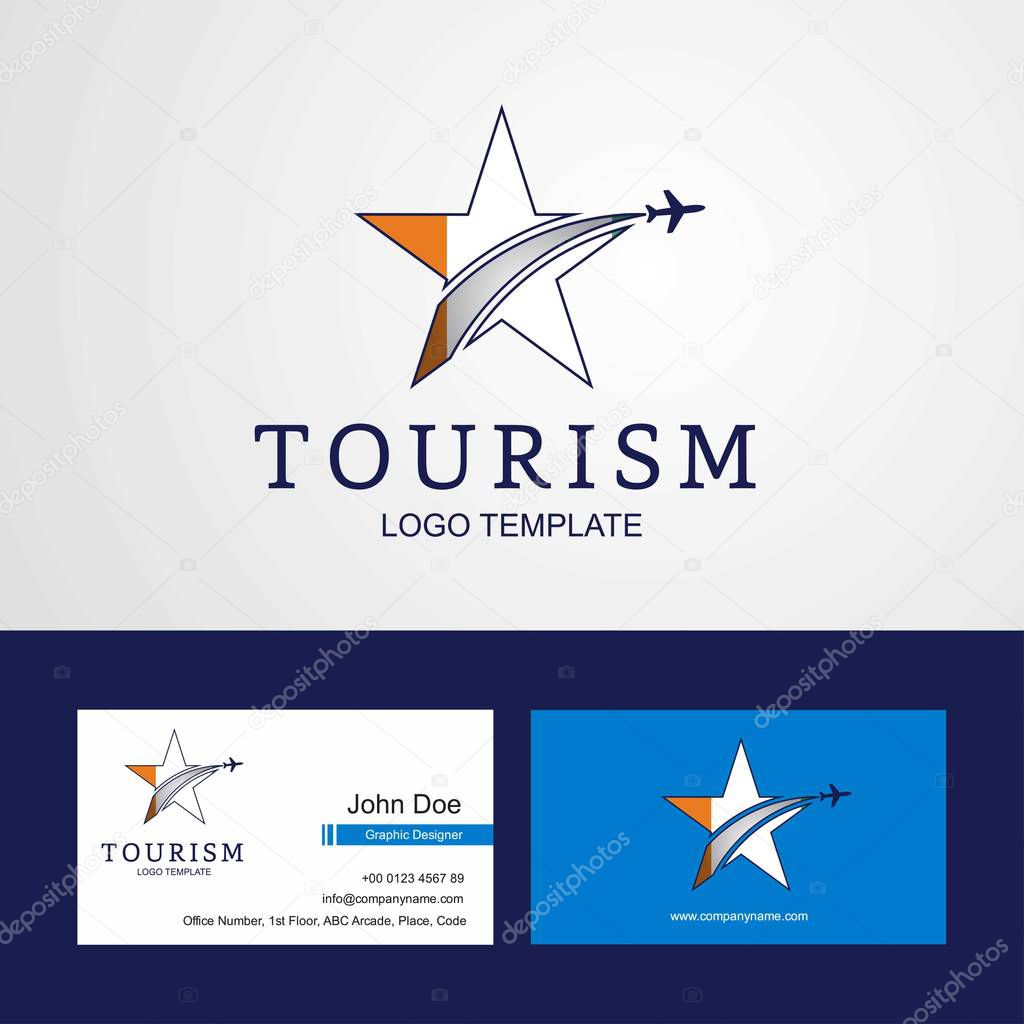 Travel Cote d Ivoire / Ivory Coast flag Creative Star Logo and Business card design
