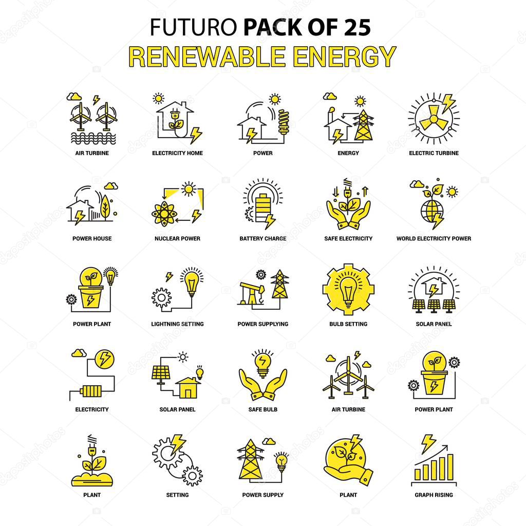 Renewable Energy Icon Set. Yellow Futuro Latest Design icon Pack