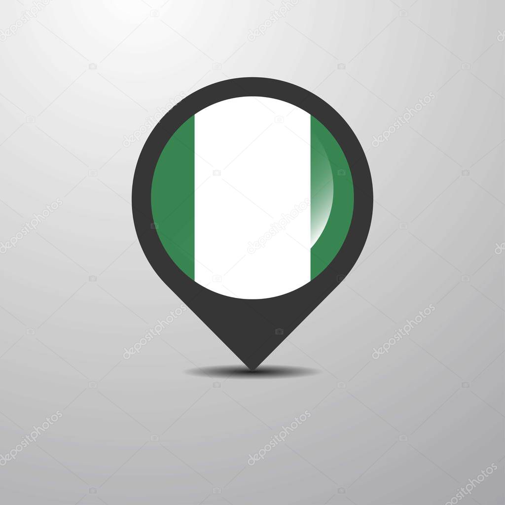 Nigeria Map Pin, vector illustration