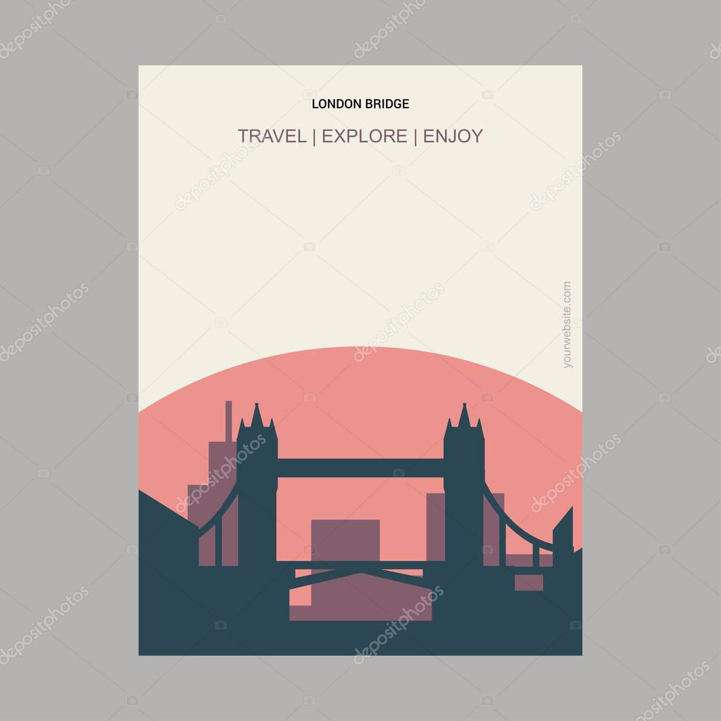 London Bridge , UK Vintage Style Landmark Poster Template