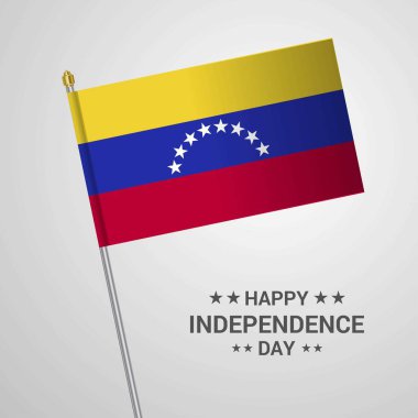Bayrak vektörlü Venezuela Bağımsızlık Günü tipografik tasarımı