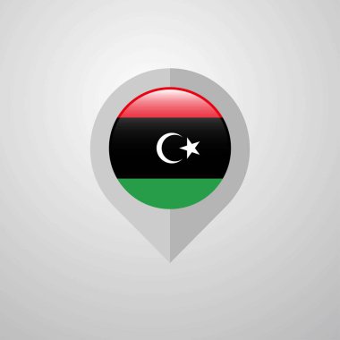 Harita navigasyon işaretçisi ile Libya bayrağı tasarlamak vektör