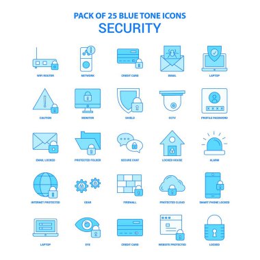 Güvenlik mavi tonu Icon Pack - 25 Icon Setler
