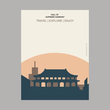 Hall yüksek uyum Pekin, Çin Vintage tarzı Landmark Poster şablonu
