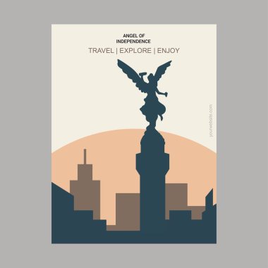 Bağımsızlık Mexico City, Meksika Vintage tarzı Landmark Poster şablonu meleği
