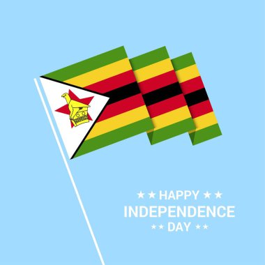 Bayrak vektörlü Zimbabwe Bağımsızlık Günü tipografik tasarımı