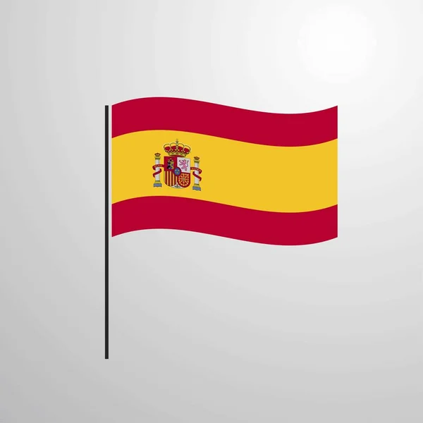 Spanje Zwaaien Vlag Vectorillustratie — Stockvector