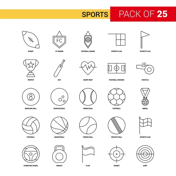 Sport Black Line Icon Business Outline Icon Set — Vettoriale Stock