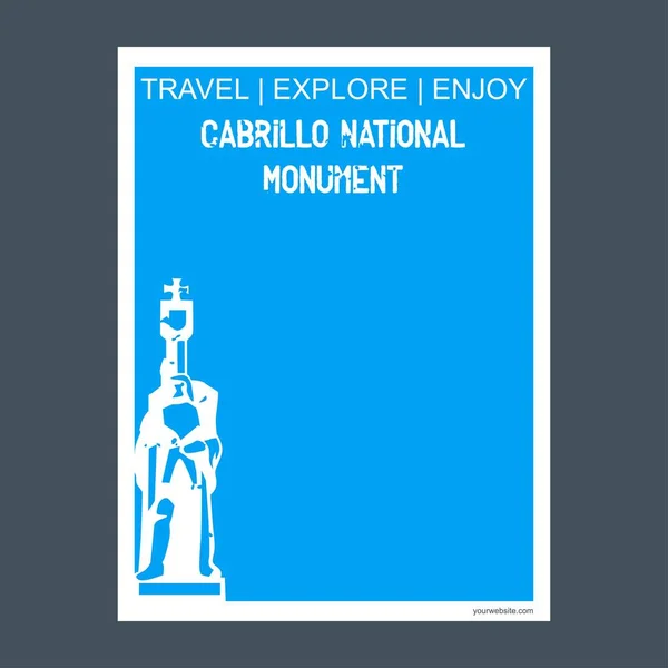 Cabrillo National Monument Usa Pomnik Landmark Broszura Płaski Styl Typography — Wektor stockowy