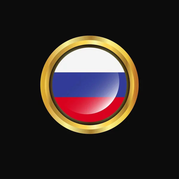 Russia Flag Golden Button — Stock Vector