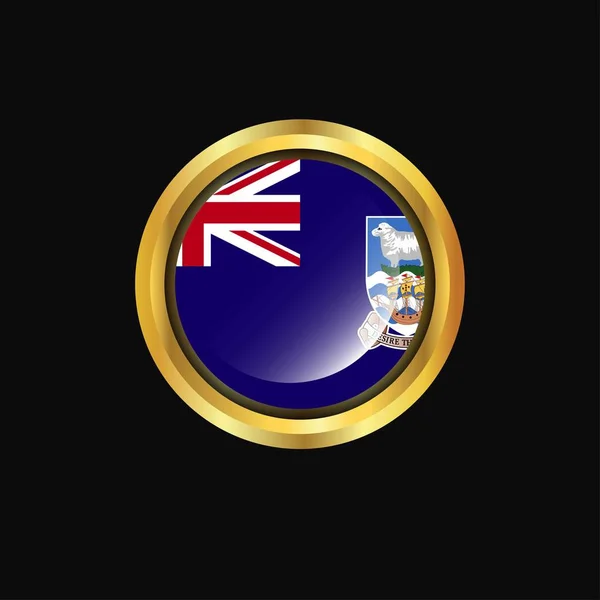 Flaga Wysp Falklandzkich Złoty Przycisk — Wektor stockowy