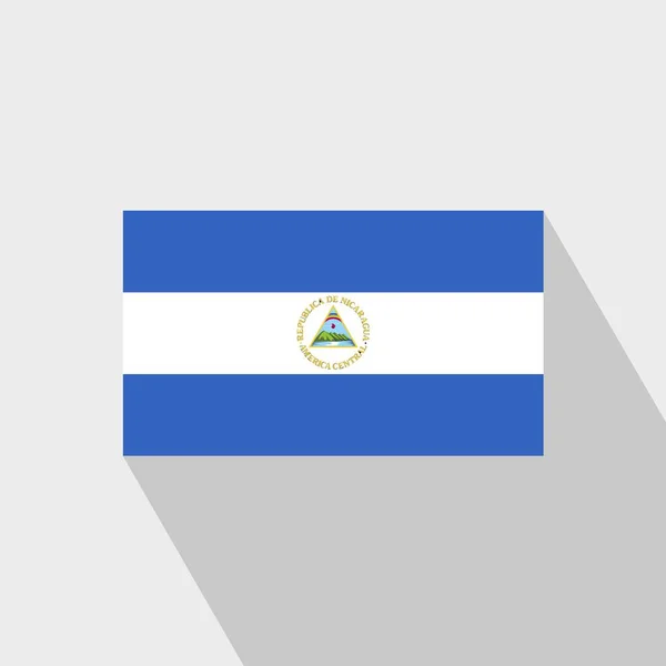 Vlag Van Nicaragua Long Shadow Ontwerp Vector — Stockvector