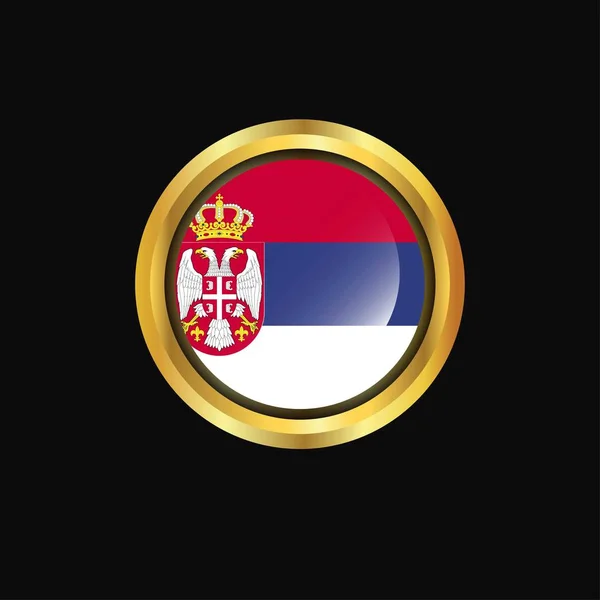 Sérvia Bandeira Botão Dourado — Vetor de Stock