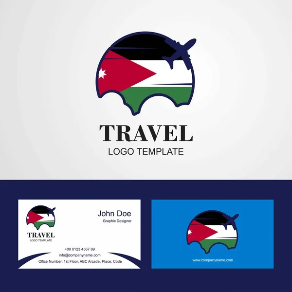 Resor Jordanien Flaggan Logotyp Och Visitkort — Stock vektor