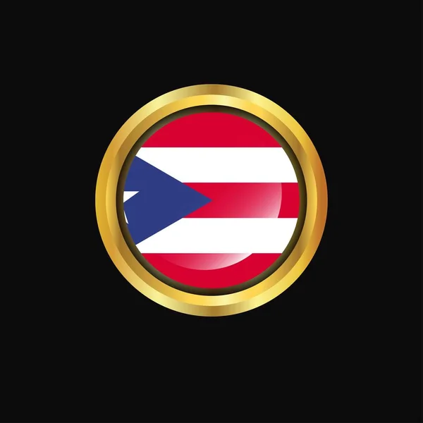 Puerto Rico Flag Golden Button — Stock Vector