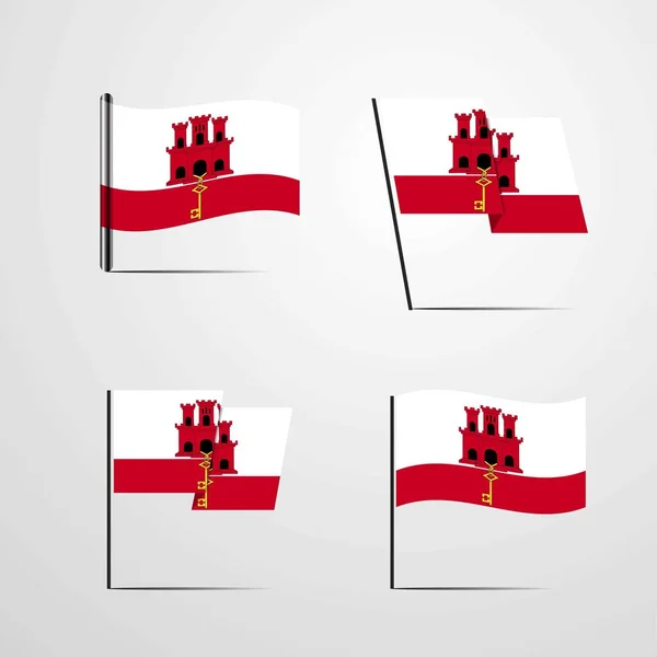 Gibraltar Flagg Ikonen Vektorillustration — Stock vektor