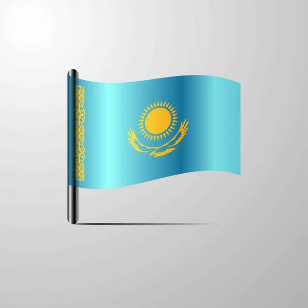 Kazakhstan Waving Shiny Flag Design Vector — Stock Vector