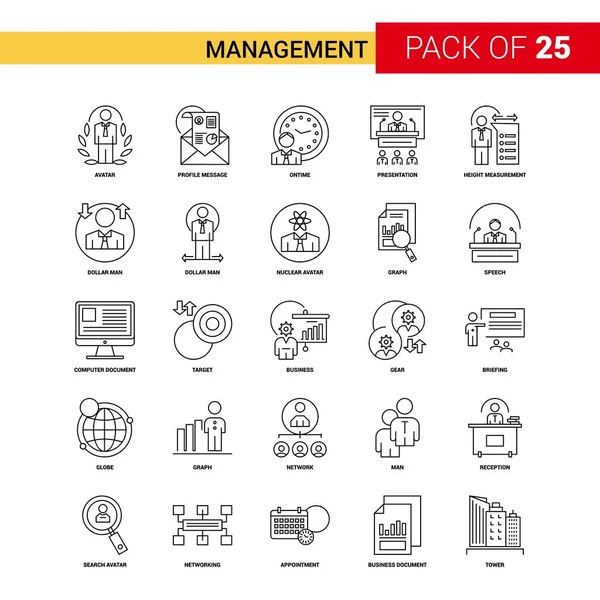Management Black Line Icon Business Outline Icon Set — Stock Vector