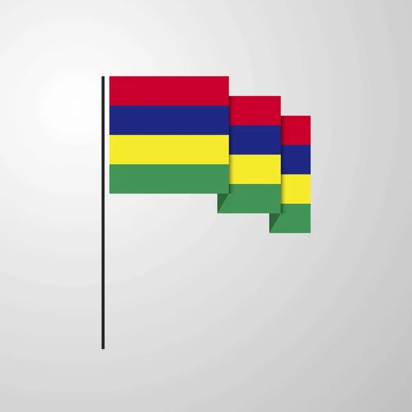 Mauritius Viftande Flagga Kreativ Bakgrund — Stock vektor