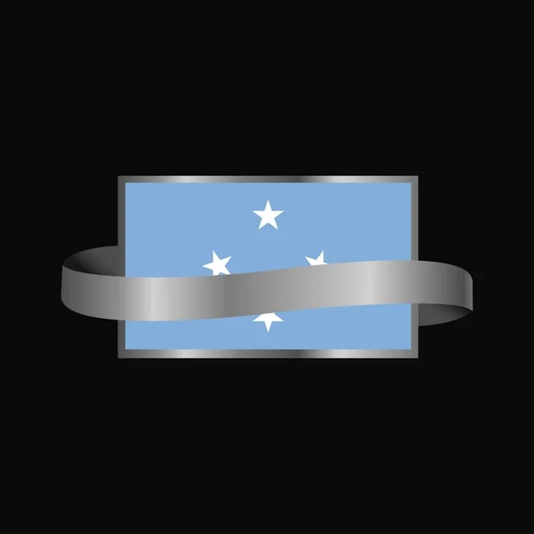 Mikronesien Federerade Stater Flagga Ribbon Banner Design — Stock vektor