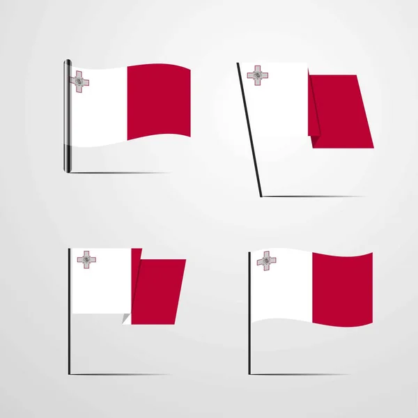 Malta Vlag Pictogram Vectorillustratie — Stockvector