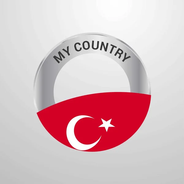 Turkey Country Flag Badge — Stock Vector