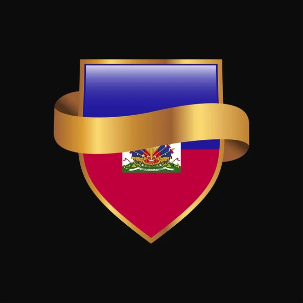 Bandeira Haiti Vetor Design Crachá Dourado — Vetor de Stock