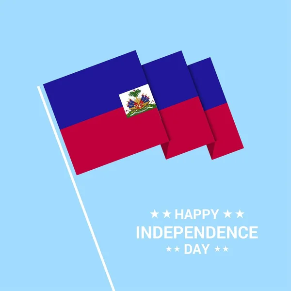 Dia Independência Haiti Projeto Tipográfico Com Vetor Bandeira — Vetor de Stock