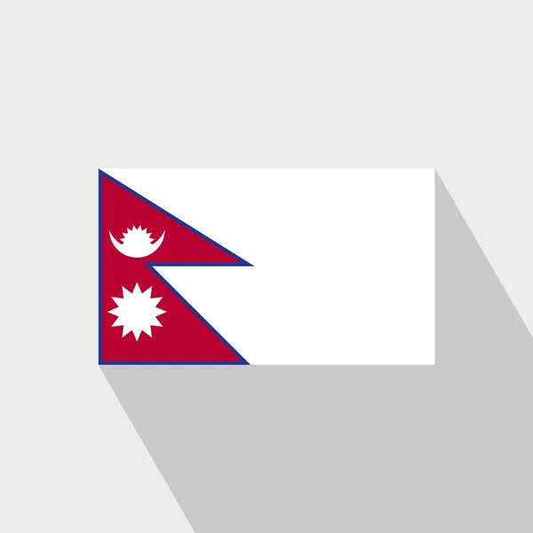Flaga Nepalu Długi Cień Projekt Wektor — Wektor stockowy