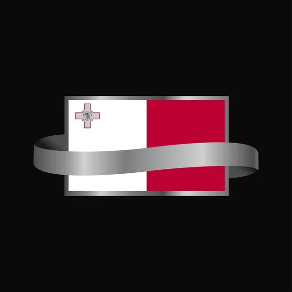 Malta Flag Ribbon Banner Design — Stock Vector