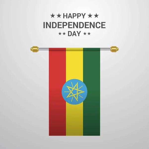 旗の背景をぶら下がっているエチオピアの独立記念日 — ストックベクタ