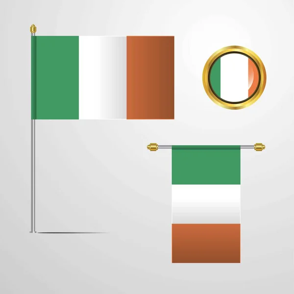 Irlanda Icono Bandera Vector Ilustración — Vector de stock