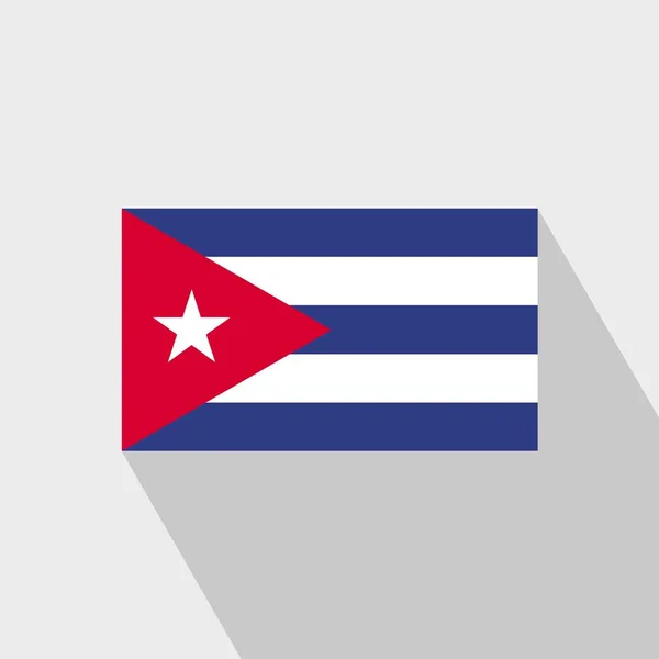 Cuba Bandera Long Shadow Vector Diseño — Vector de stock