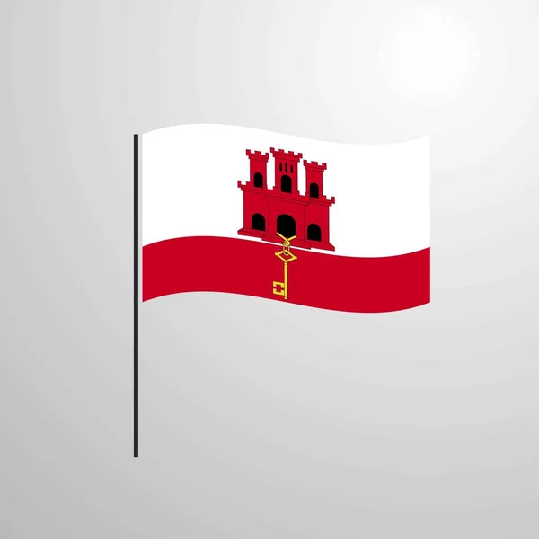 Gibraltar Schwenkt Flagge Vektorillustration — Stockvektor