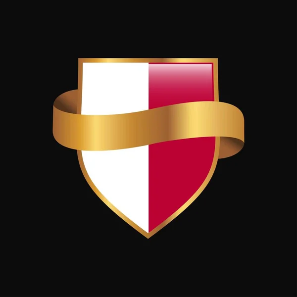 Bandera Malta Golden Badge Design Vector — Archivo Imágenes Vectoriales