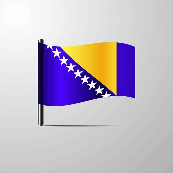 Bosnien Och Hercegovina Viftande Glänsande Flaggan Design Vektor — Stock vektor