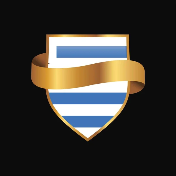 Bandera Uruguay Golden Badge Design Vector — Vector de stock