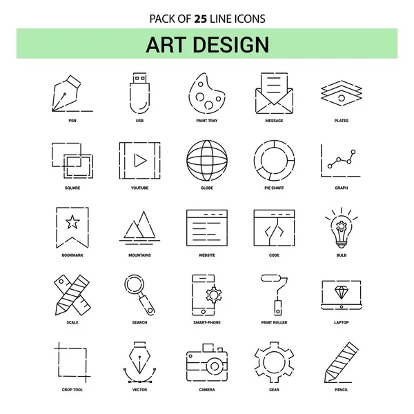 Art Design Line Icon Set Gestrichelte Umrisse — Stockvektor