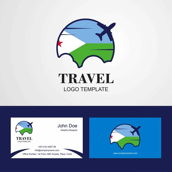 Resor Djibouti Flaggan Logotyp Och Visitkort — Stock vektor