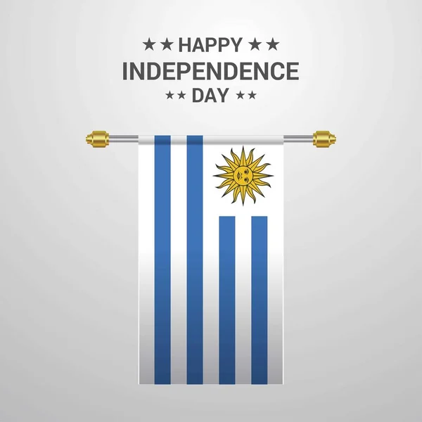 Uruguay Independence Day Hanging Flag Background — Stock Vector