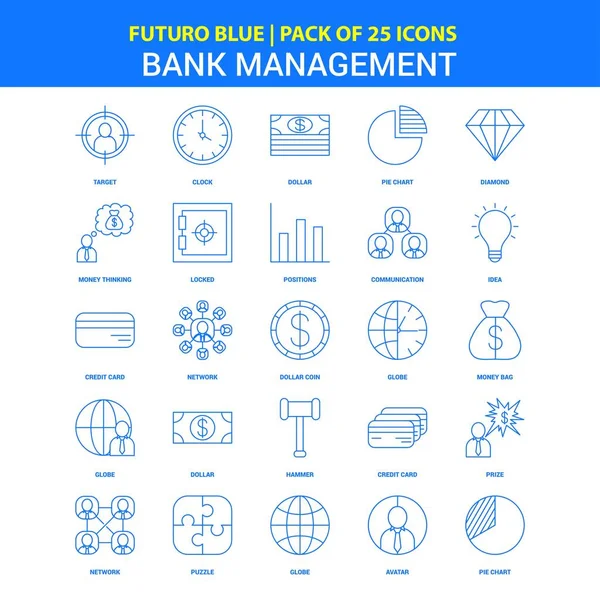 Bank Management Icons Futuro Blauw Icon Pack — Stockvector