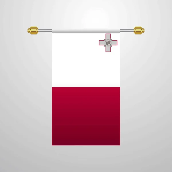 Malta Hängande Flagga Vektorillustration — Stock vektor