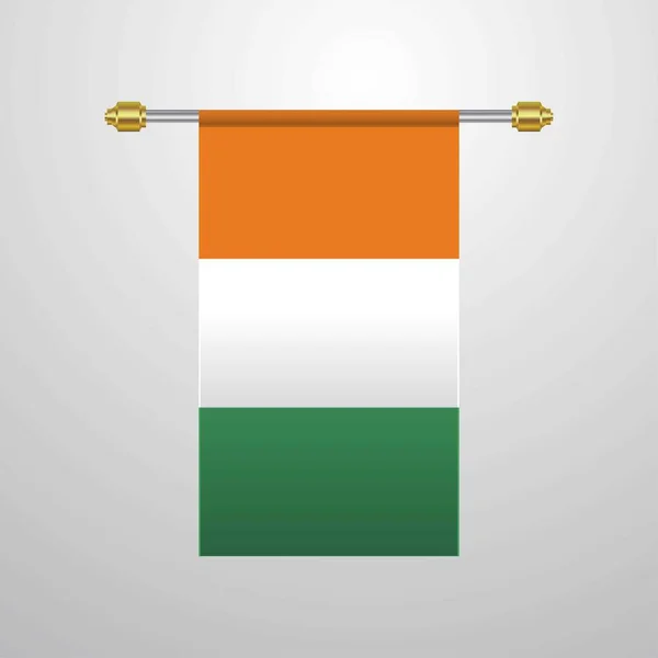 Cote Ivoire Elfenbenskusten Hängande Flagga — Stock vektor