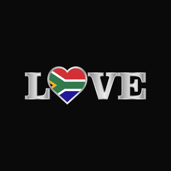 Love Typography South Africa Flag Design Vector — Stock Vector