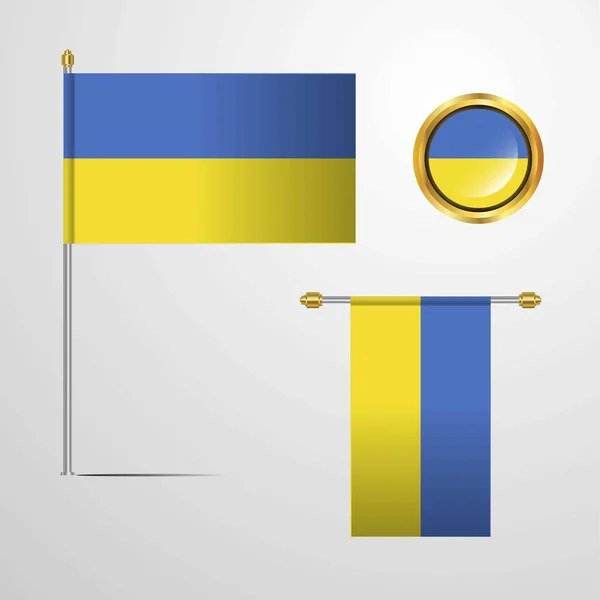 Ukraina Flaggan Ikonen Vektorillustration — Stock vektor