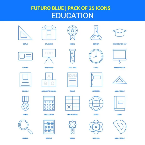 Education Icons Futuro Blue Icon Pack — Stock Vector