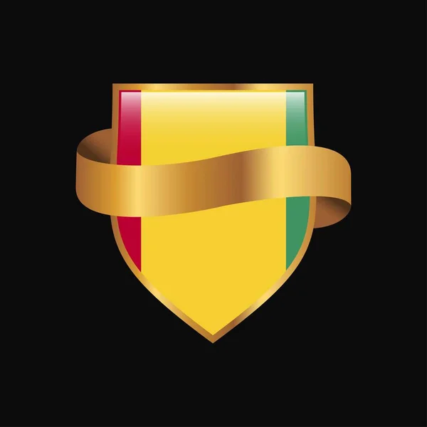 Bandera Guinea Golden Badge Design Vector — Vector de stock