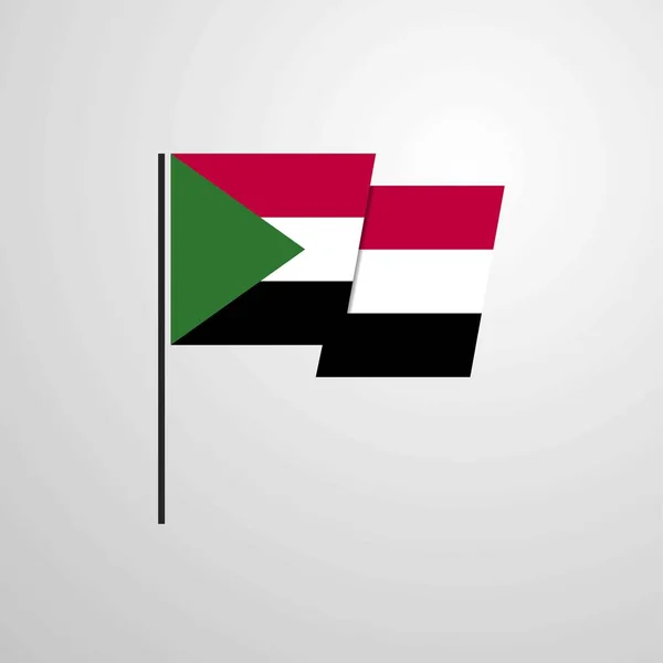 Sudan Schwenkt Flagge Design Vektor — Stockvektor
